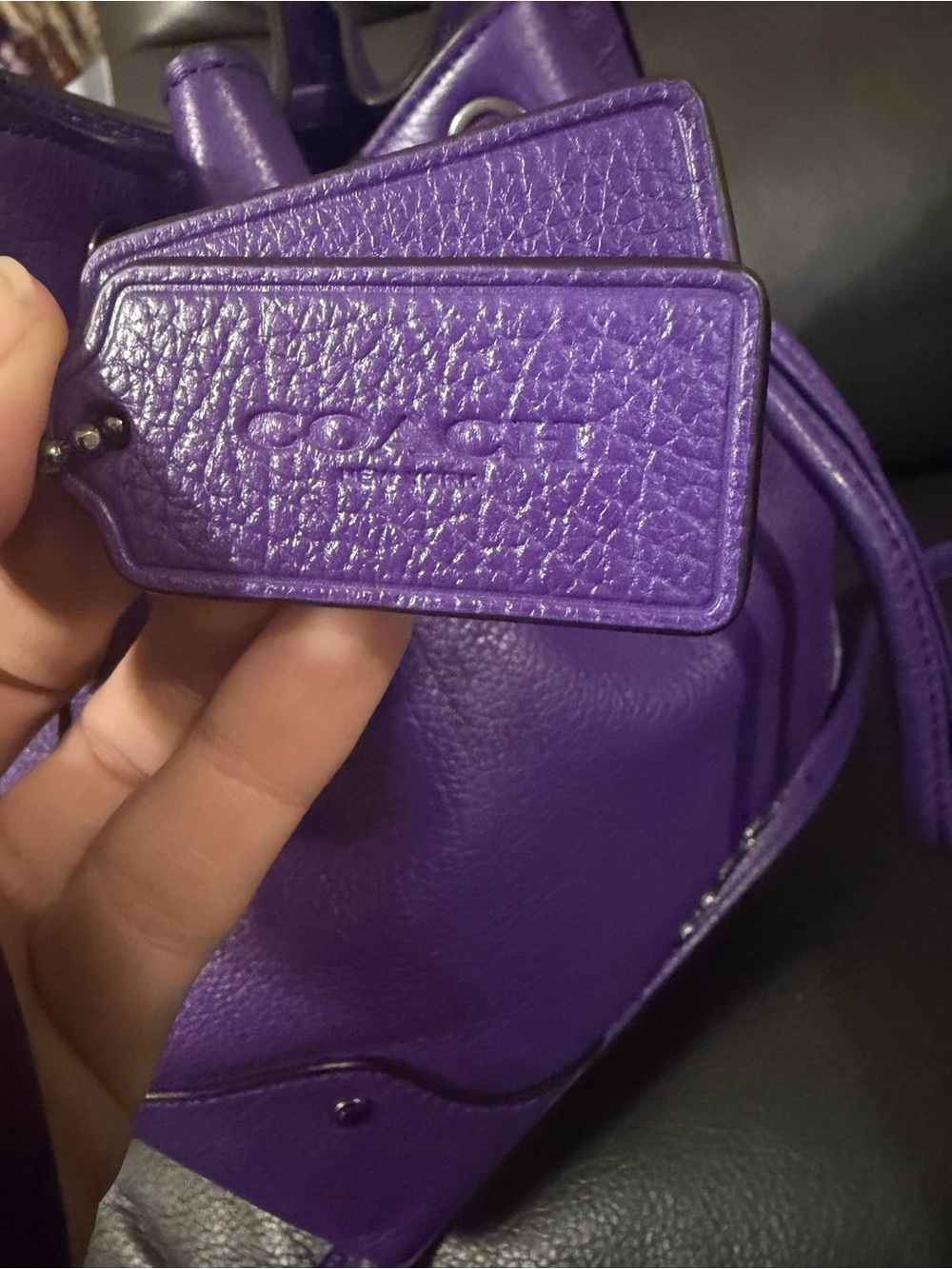 Coach Purple Pebbled Leather Drawstring Crossbody - Picture 7 of 12